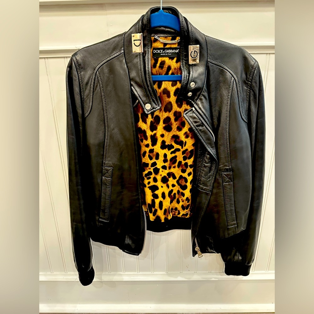 Dolce & Gabbana, Black Soft Leather Jacket. Size 46 is fabulous for every outfit